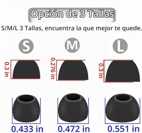 Vista 4 de 6 pares de almohadillas de silicona de repuesto compatibles con Beats Studio Buds + / Fit Pro, S/M/L 3 tamaños de auriculares, cubierta de gel