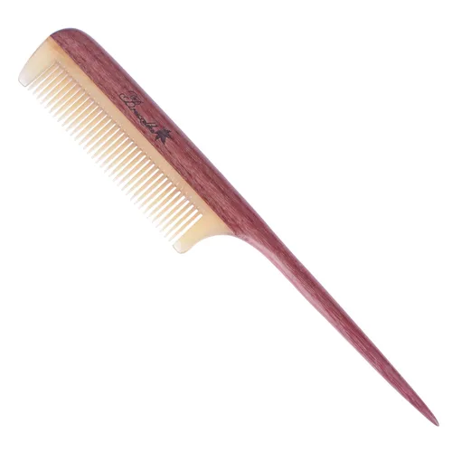 Vista 12 de Breezelike Peines para el cabello – Peine de cola de madera de dientes finos – Peine de madera de corazón morado sin estática con dientes de cuerno