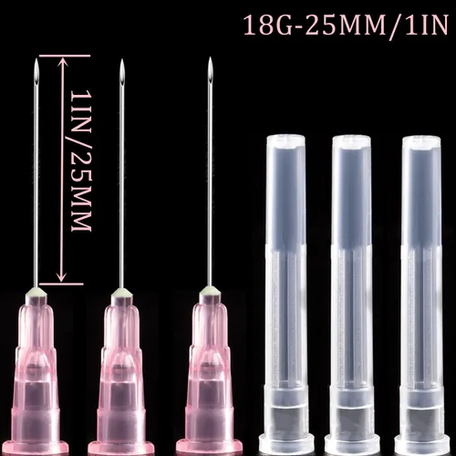 Vista 4 de Paquete de 100 suministros de laboratorio desechables de 18Ga 1 pulg/25mm con envasado sellado individualmente