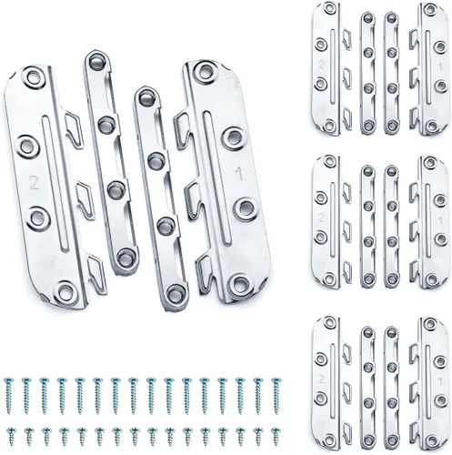 Vista 10 de Soportes para riel de cama montados en superficie POWERTEC 4 piezas, herrajes para armazón de cama con tornillos de montaje para armazón