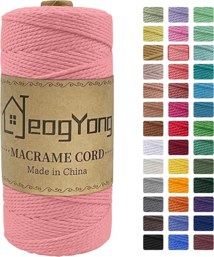 Vista 22 de JeogYong Cuerda de macramé de 0.078 pulgadas x 218 yardas, cuerda de algodón natural torcida de 3 hebras, cuerda de algodón de color para colgar