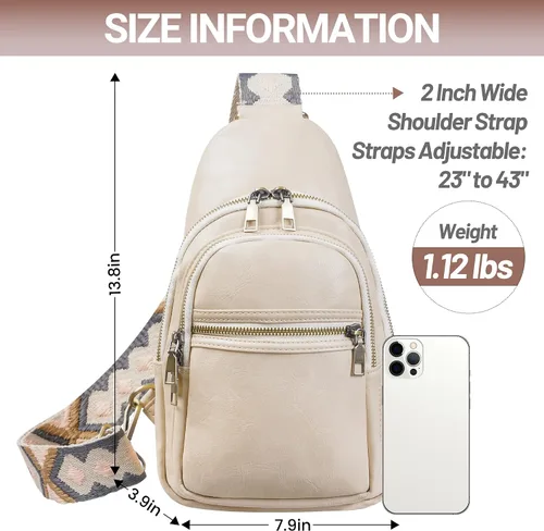 Vista 5 de Bolso bandolera para mujer, de piel sintética, bolso bandolera pequeña, mochila cruzada multiusos para el pecho, para mujer, ciclismo