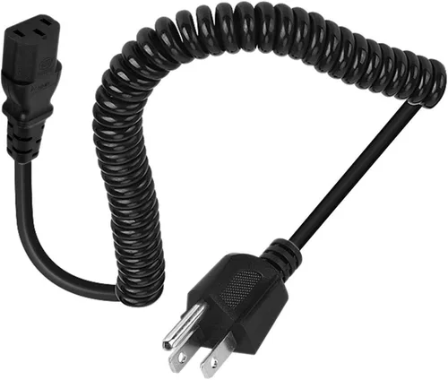 Vista 7 de Cable de alimentación en espiral hembra de 3 clavijas, cable de alimentación de CA de 3 clavijas, cable de alimentación de 8.2 ft/8 pies, 18 AWG