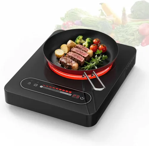 Vista 12 de VBGK Cocina de inducción, quemadores de encimera de 110 V 4000 W con control de perilla, 9 niveles de potencia, bloqueo y temporizador para niños