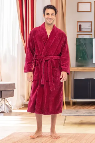 Vista 2 de Alexander Del Rossa - Bata de baño de forro polar acolchado para hombre