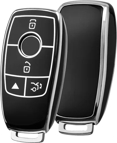 Vista 18 de ELOHEI Funda para llavero de protección de 360° de TPU suave premium para Mercedes Benz E Línea azul y negra