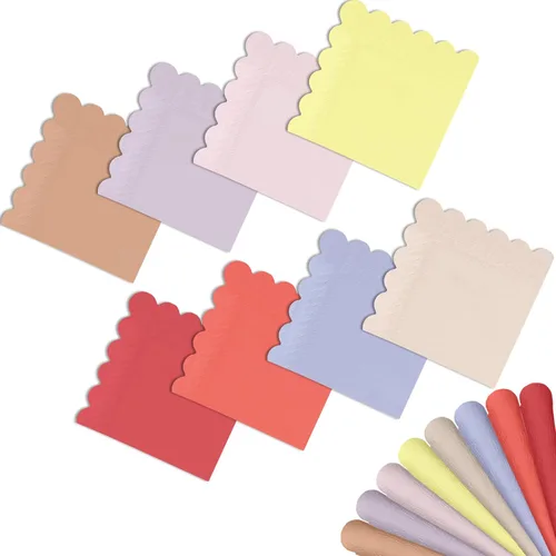Vista 9 de qiqee 24 colores Morandi servilletas de cóctel 5x5 pulgadas, servilletas desechables para bebidas, boda, cena, fiesta de cumpleaños, diseño de ola