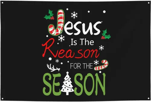 Vista 10 de Cartel de Jesús es la razón de la temporada navideña de 47 x 71 pulgadas, pancarta de fondo para decoración de bienvenida para bodas, fiestas y patio