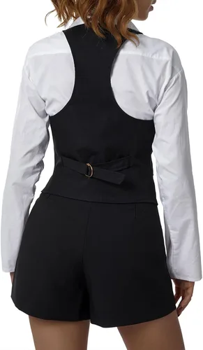 Vista 5 de XBTCLXEBCO Chaleco elegante para mujer con espalda cruzada con botones vintage steampunk sin mangas traje de esmoquin