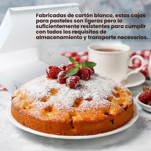 Vista 2 de Caja de pastel blanca de 19 x 14 x 4 1/2 pulgadas, cajas de panadería de primera calidad, una pieza, perfectas para empaquetar y vender pasteles
