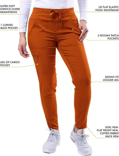 Vista 4 de Adar Pro Flawless Plus - Conjunto de uniforme médico para mujer, parte superior con cuello en V y pantalones deportivos