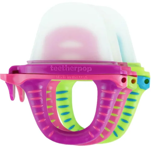 Vista 20 de Teetherpop Mordedor de silicona rellenable para bebés – Moldes de paletas de leche materna para la dentición con ranuras antiderrame – Mordedores