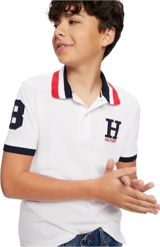 Vista 3 de Tommy Hilfiger Polo de Piqué de Manga Corta Premium para Niños, Cierre de Botón, Suave y Cómodo