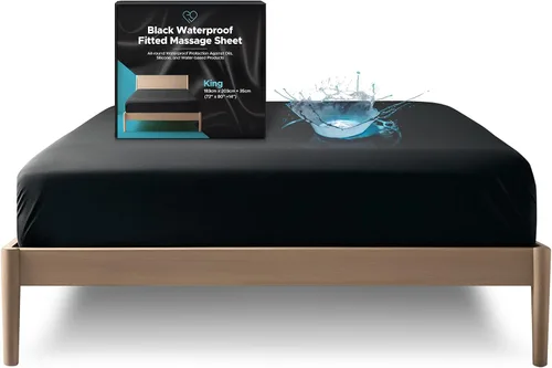 Vista 10 de Protector de colchón impermeable tamaño Queen, bolsillo profundo de 14 pulgadas, color negro Protection from massage oil, water & silicone.