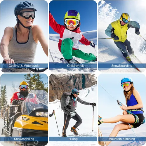 Vista 7 de Paquete de 4 gafas de nieve para esquiar, gafas de nieve para hombres, mujeres, niños, jóvenes, adultos, niños y niñas, gafas de snowboard