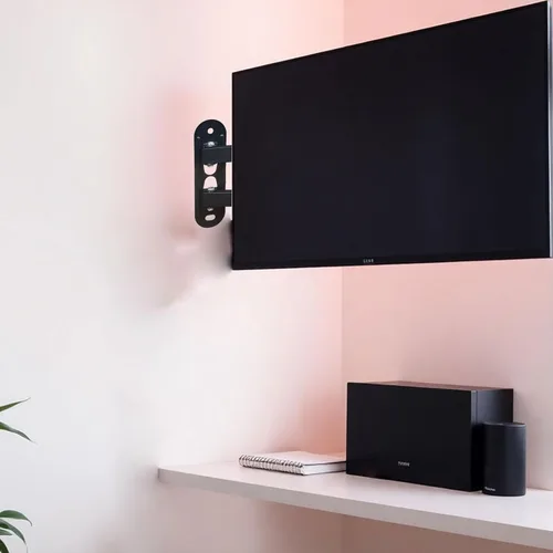 Vista 8 de Soporte de pared para TV, monitor de movimiento completo, giratorio e inclinable para monitor LED OLED LCD de 14 a 27 pulgadas, VESA 75 x 75 3.937 x