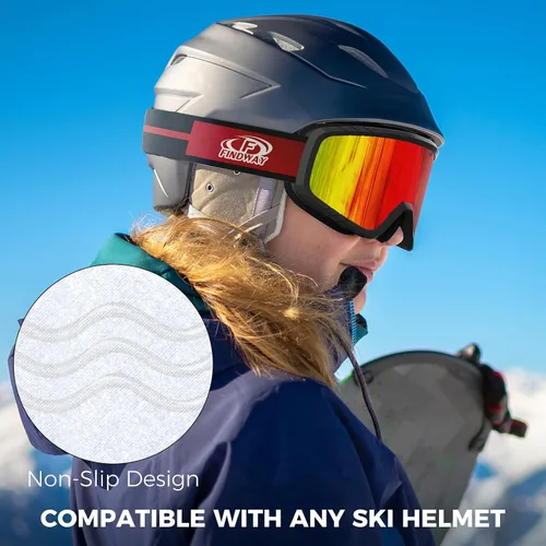 Vista 6 de findway OTG - Gafas de esquí, gafas de nieve y snowboard para hombres, mujeres y jóvenes [mejoradas] aptas para todos los cascos, antiniebla