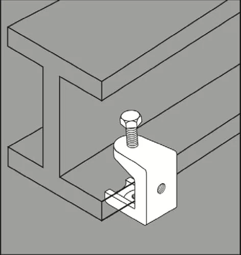 Vista 3 de Best Electrical 1/4'' Abrazadera de viga de hierro maleable 1/4"-20 Tamaño de rosca hasta 7/8" Apertura máxima de mandíbula (5) Gris