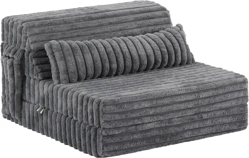Vista 16 de Sofá cama plegable tamaño individual, colchón convertible con almohada, colchón de pana gruesa para el suelo, sofá cama con bolsillo lateral