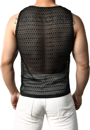 Vista 2 de JOGAL Camisas de encaje transparente sin mangas para hombre