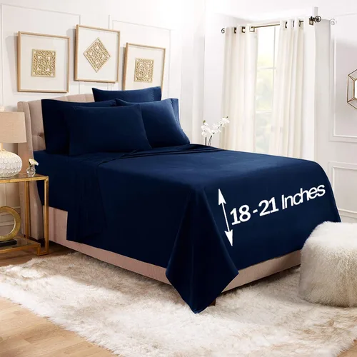 Vista 11 de Empyrean - Juego de 4 sábanas bajeras de bolsillo extra profundo de 110 GSM, juego de 4 sábanas de bolsillo extra profundo de 110 GSM, sábanas