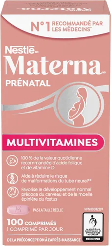 Vista 2 de Materna Nestle Suplemento de vitaminas y minerales prenatales posparto 100 tabletas