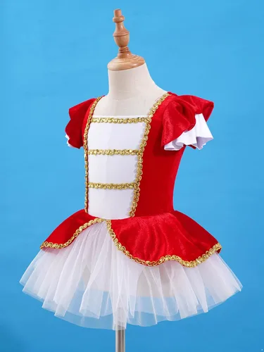 Vista 5 de Vestido de leotardo de ballet para niñas y niñas, con temática de cuento de hadas, fiesta de Ringmaster de malla, falda tutú de actuación