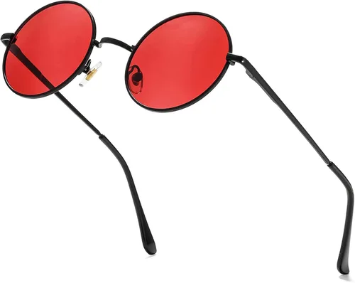 Vista 13 de Gafas de sol polarizadas redondas pequeñas para mujeres y hombres, gafas de negro/gris