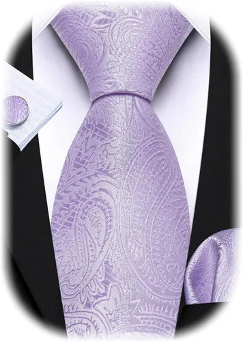 Vista 150 de Barry.Wang - Juego de corbata de seda para hombre, diseño de cachemira, pañuelo y gemelos de bolsillo