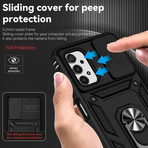 Vista 2 de Funda para Galaxy A13 4G/Samsung A13 LTE 4G SM-A135F con protector de pantalla de vidrio templado y cubierta para cámara deslizante, soporte