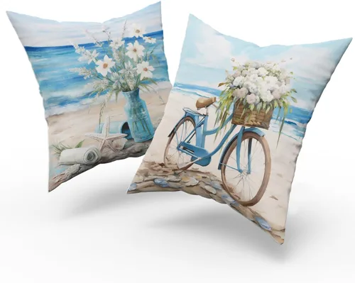 Vista 246 de Giwawa Juego de 2 fundas de almohada decorativas con diseño floral de girasol de 16 x 16 pulgadas, fundas de cojín decorativas para el hogar, sofá