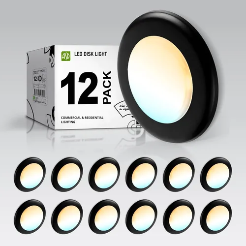 Vista 31 de ASD Paquete de 6 luces LED de disco de 4 pulgadas, 10 W 5CCT 2700K-5000K 685LM CRI90+, lámpara de techo regulable, disco de montaje en superficie