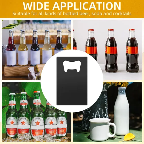 Vista 7 de Paquete de 100 abridores de botellas de tarjetas de crédito, abrebotellas de metal para tarjetas de cerveza, tarjetas de póquer, abrebotellas Negro