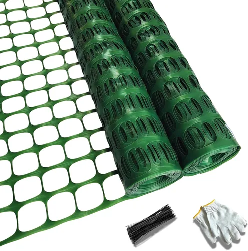 Vista 11 de PotatoLife Valla de seguridad de malla de plástico, 2 rollos de 4'x100' con 100 bridas, red temporal reutilizable para valla de jardín