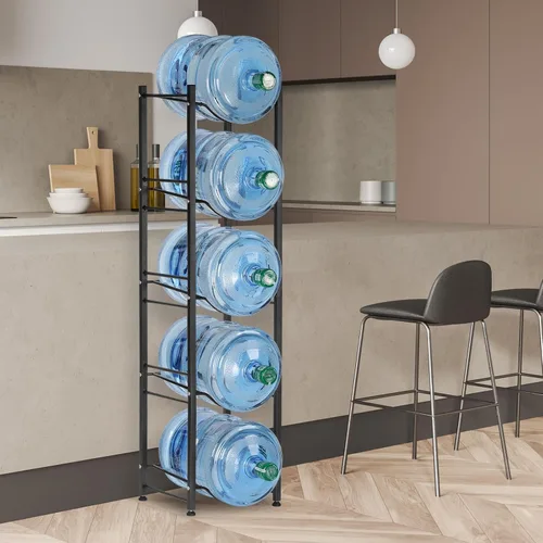 Vista 5 de LIANTRAL Soporte para jarra de agua de 5 galones, estante de agua resistente de 5 niveles, organizador de botellas de agua para oficina en casa