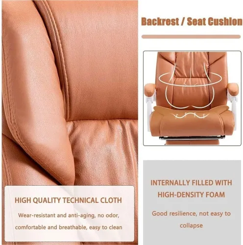 Vista 6 de Ergonomic Executive Leather Chairs with Footrest Lumbar Support Comfortable High Back Office Chair for Long Sitting Computer Home Bedroom Black
