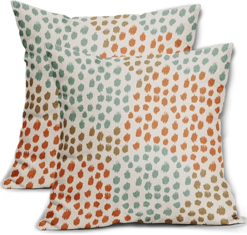 Vista 35 de Sweetshow Juego de 2 fundas de almohada de 16 x 16 pulgadas, diseño bohemio, con diseño de lunares, moderno y moderno, para exteriores, decorativas