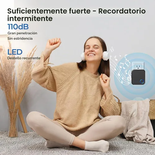 Vista 3 de FOVKSUC Timbre Inalámbrico, Timbre de Puerta Impermeable con 60 Melodías, 5 Niveles de Volumen y Flash LED, Timbre de Aula de Largo Alcance de 1000