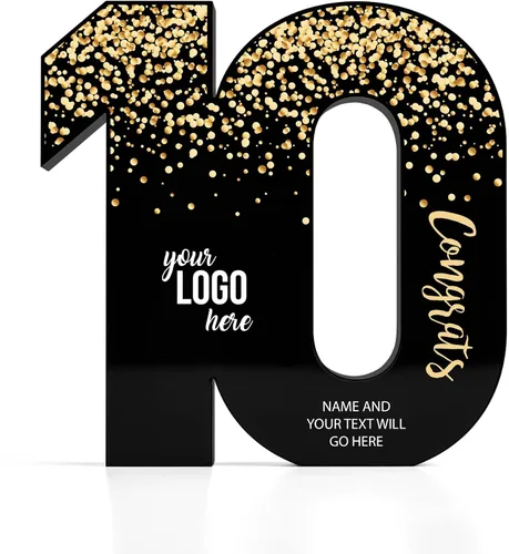 Vista 7 de Baudville Trofeo acrílico negro a todo color - Premio al servicio al empleado - Premio para empleados - Impresión personalizada de hasta tres líneas