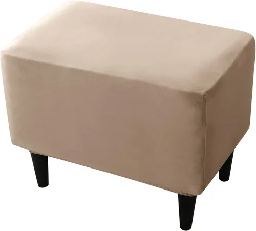 Vista 16 de CONRUSER Fundas elásticas para otomanas, fundas otomanas de terciopelo suave, fundas rectangulares pequeñas para taburete de almacenamiento, funda