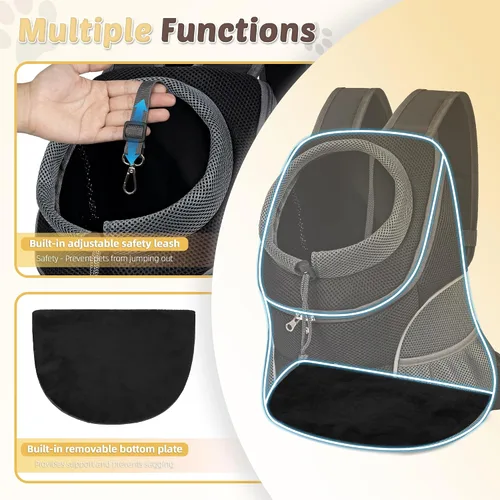 Vista 2 de WOYYHO Mochila transportadora para perros pequeños, mochila frontal ventilada para perros con bolsillos de almacenamiento, correas ajustables