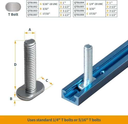 Vista 9 de POWERTEC 48 pulgadas universal T-Track 2PK con abrazadera de palanca de sujeción horizontal 4 unidades y placa de montaje para plantillas