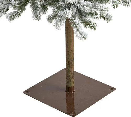 Vista 4 de Nearly Natural Árbol artificial de Navidad alpino flocado de 6 pies con 200 luces y 580 ramas flexibles