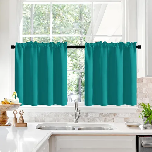 Vista 11 de Deconovo Cortinas opacas, aislamiento térmico, dobladillo para barra, reducción de ruido, certificado Oeko-TEX, cortinas de oscurecimiento