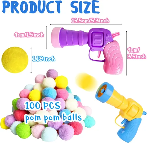 Vista 2 de 2 lanzadores de juguetes para gatos y 100 pelotas de pompón para gatos, lanzador de pelotas de juguete para gatos, juguete interactivo