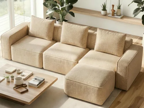 Vista 17 de Welzona Sofá modular de 132 pulgadas, sofá modular bloqueado, sofás con marco de madera para sala de estar, sofá en forma de U de 22 pulgadas
