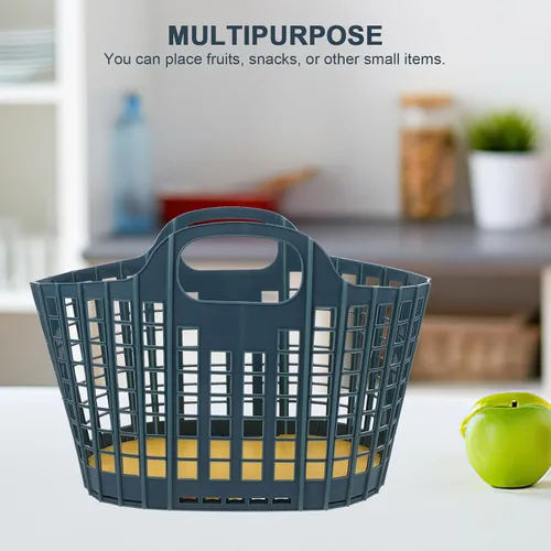 Vista 5 de Luxshiny Paquete de 2 cestas de plástico para frutas con asas, bolsa plegable de almacenamiento de cocina para organización de frutas y verduras
