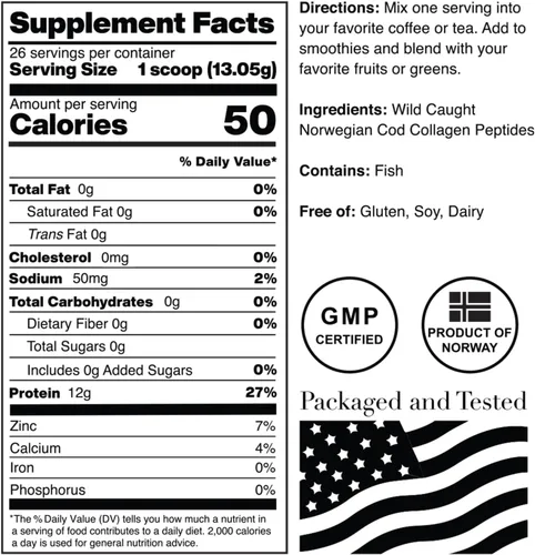 Vista 8 de Norcal Marine Collagen - Polvo de péptidos de colágeno marino de 12 onzas Alto en proteínas, cero grasas/azúcar/carbohidratos Salud de la piel