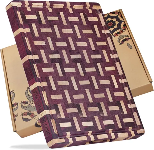 Vista 8 de YOUSUNLONG Cutting Board Large End Grain Acacia Wood Mixed With Oak - 1.5in Thick - 16''x13''Oversized Cutting Boards - Sustainable Kitchen Chopping