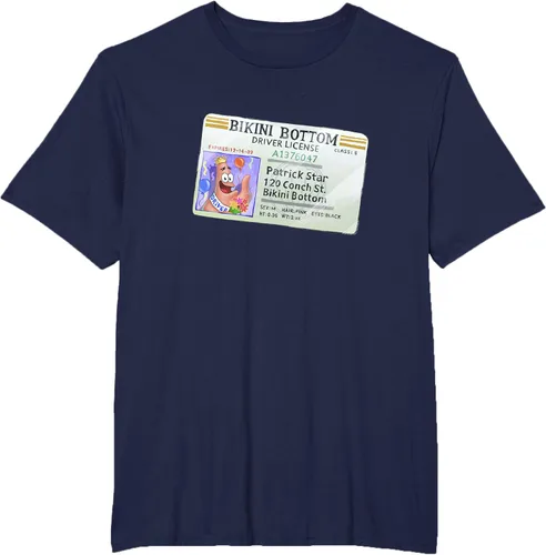 Vista 57 de SpongeBob SquarePants Camiseta con logotipo de Patrick Star Driver License King, Negro